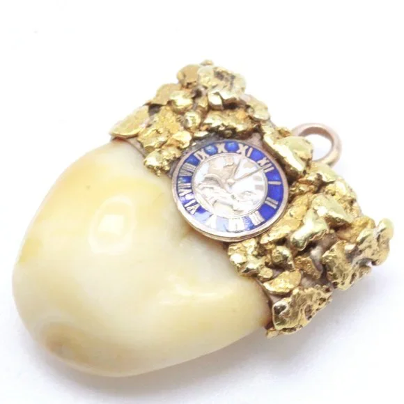 Antique BPOE Order of Elks 22K Gold Elk Tooth Charm Pendant